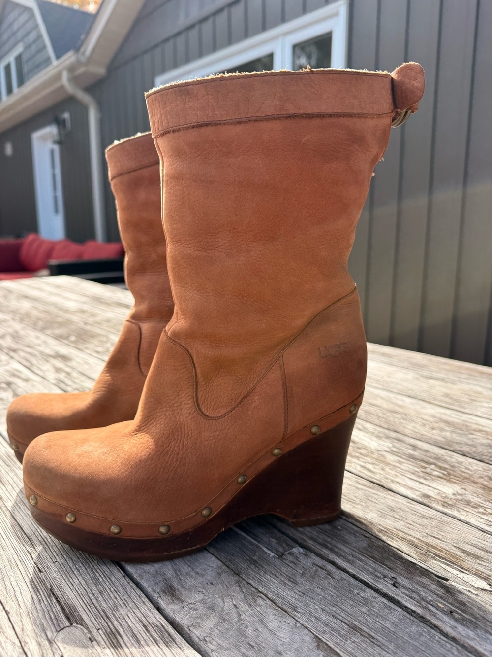 UGG Carnegie Wedge Boot Boots Brown & Cream US 8